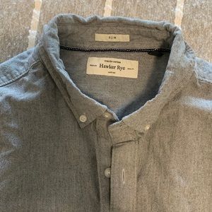 Men’s Hawker Rye large slim button up heather grey.